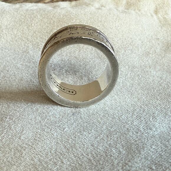 Vintage 925 Sterling silver Coach ring - print - handwriting - womens - 7.5 - 8 - Picture 3 of 8